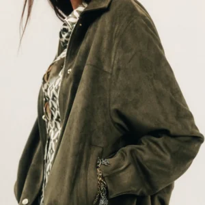 blouson suédé olive coupe oversized
