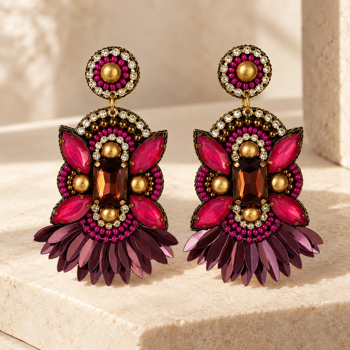 Boucles d’oreilles Carmen Fuchsia – Image 2
