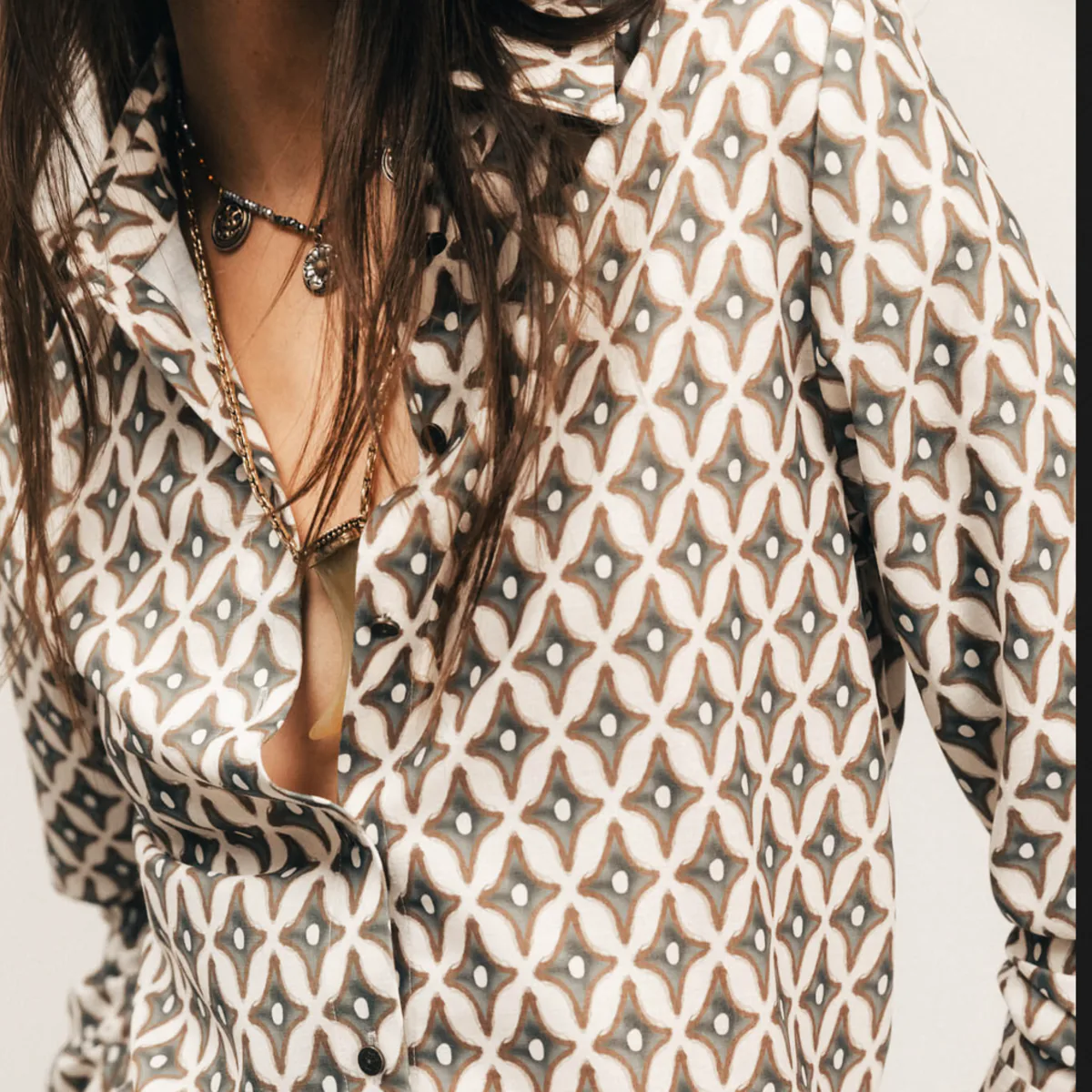 Chemise droite à imprimé géométrique pour femme