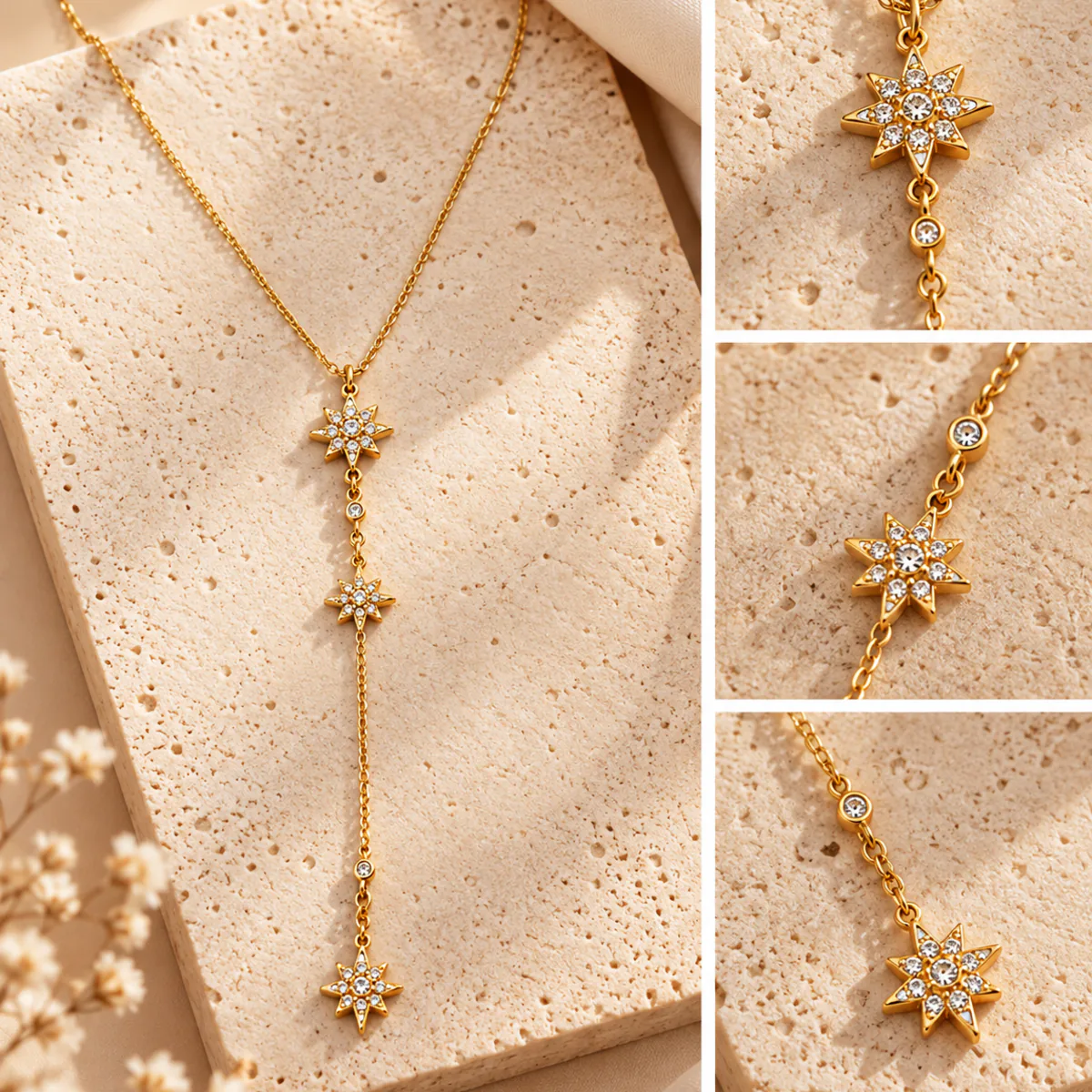 Collier Stella – Étoile Dorée et Chaîne Perlée – Image 2