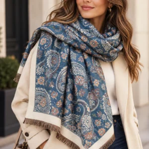 Une écharpe motif bandana en viscose et laine