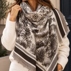 grand foulard carré femme Toile de Jouy