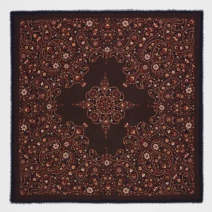 Foulard carre Pashmina franges chocolat femme