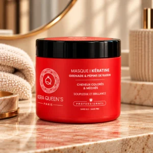 Masque kératine cheveux colorés Kera Queen’s grenade et pépins de raisin