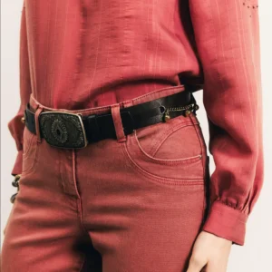 Pantalon rose indien coupe slim en gabardine stretch
