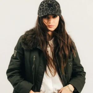 Parka kaki coupe droite col fourrure amovible femme