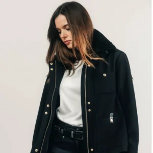 Parka noire coupe droite déperlante pour femme