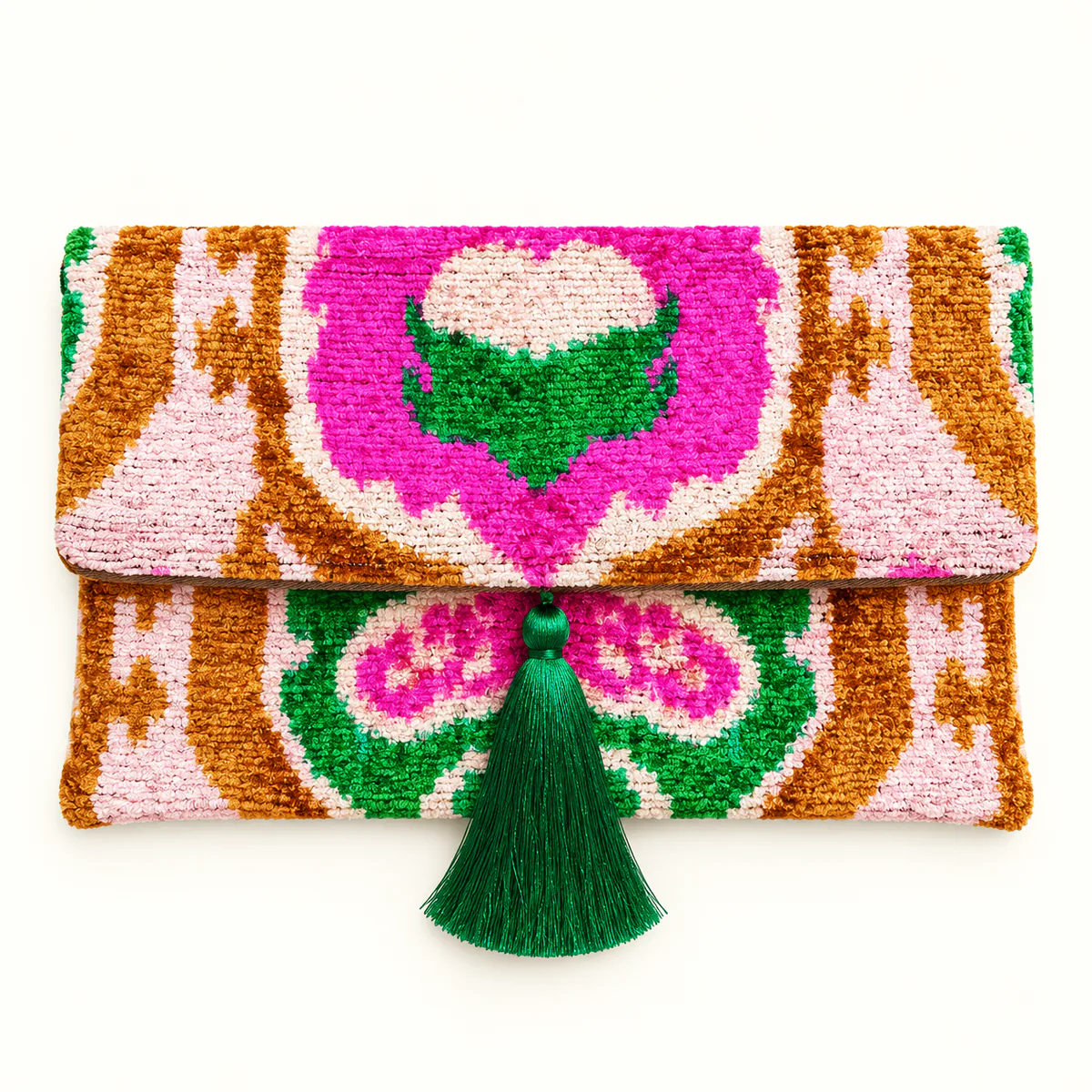 Pochette Marrakech en velours ikat 100 % soie