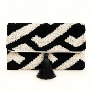 Pochette Milan en velours de soie ikat fait main