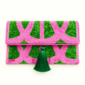 Pochette en velours ikat 100 % soie