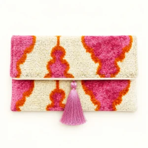 Pochette ikat soie tissée main fermeture magnétique