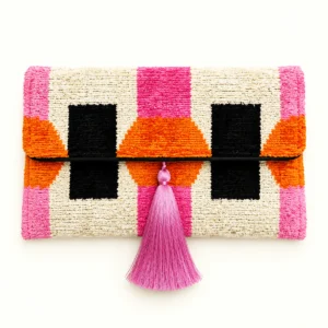 Pochette soie ikat tissée main fermeture magnétique