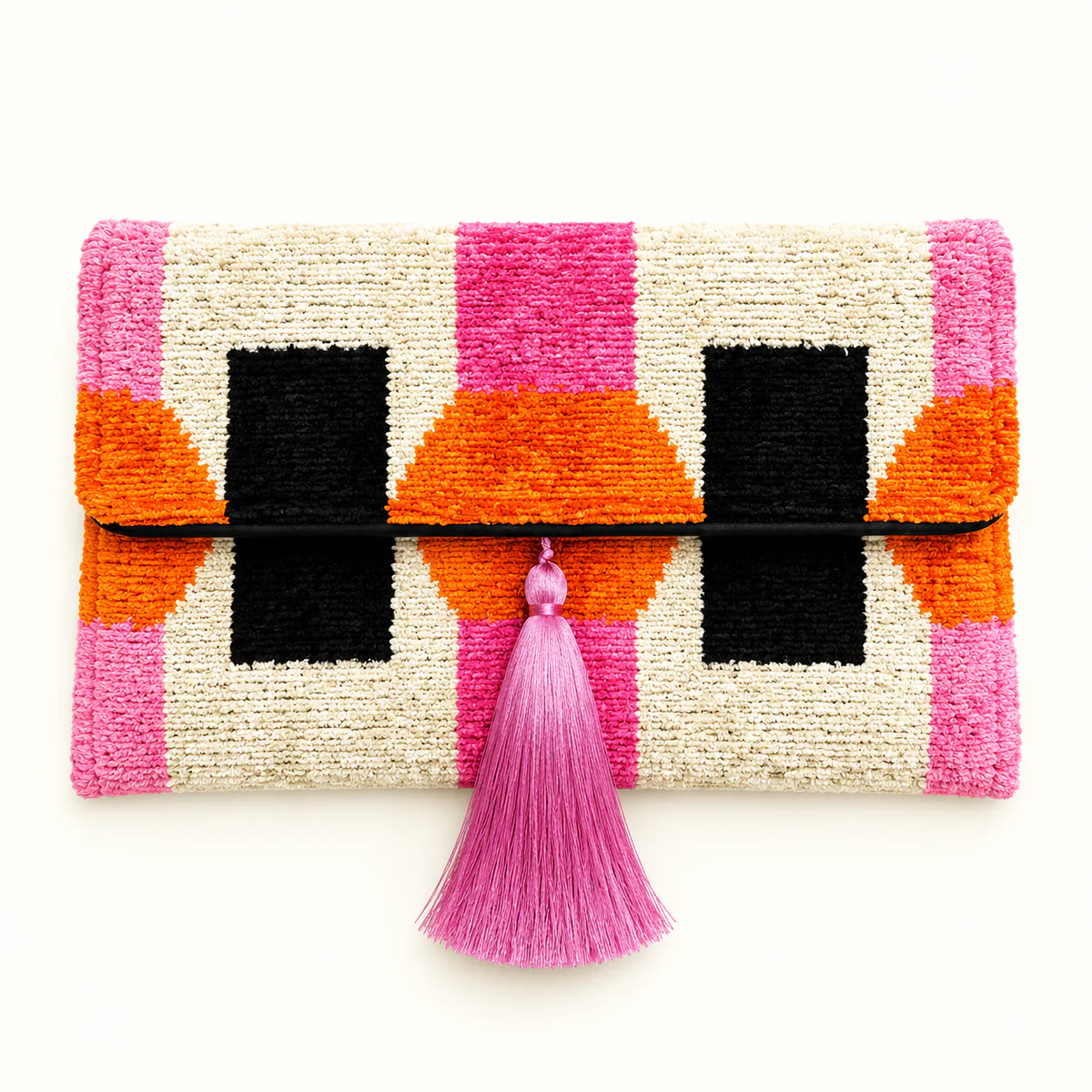 Pochette soie ikat tissée main fermeture magnétique