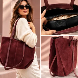 SAC EN DAIM BORDEAUX