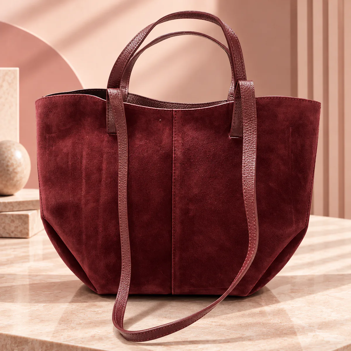 SAC EN DAIM BORDEAUX
