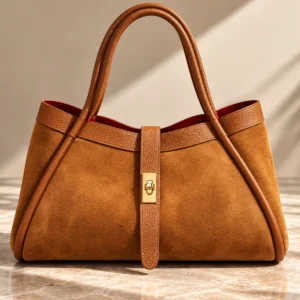 Sac en daim véritable couleur cognac