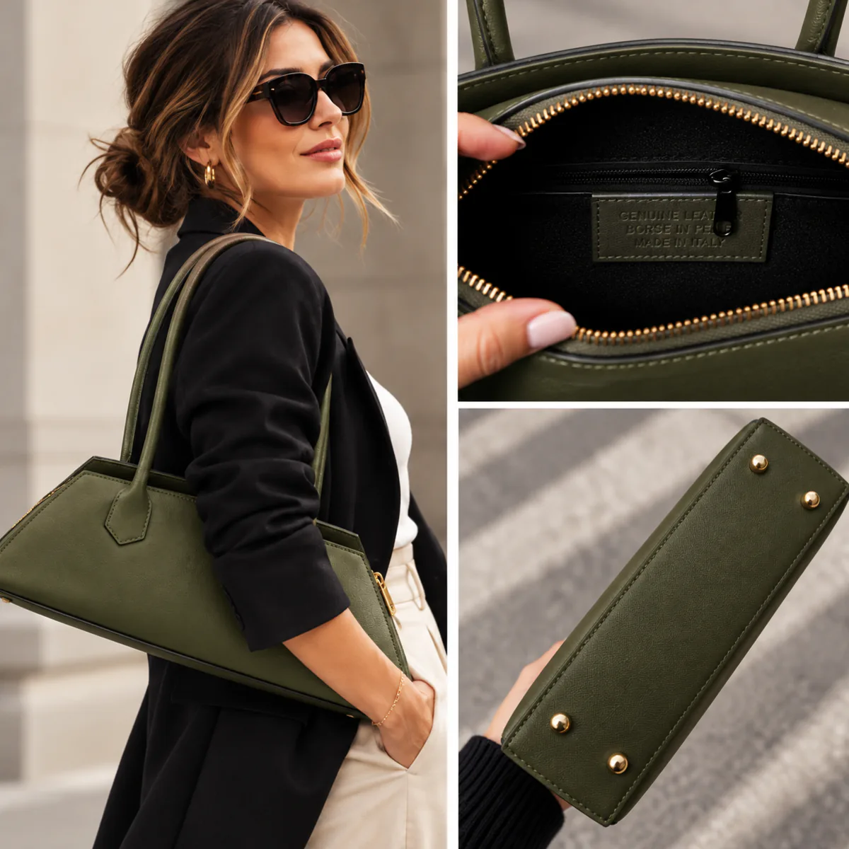 SAC TRAPEZE VERT OLIVE