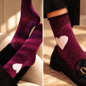 Chaussettes paillettes fuchsia femme Frida Atelier St Eustache