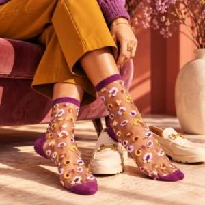 Chaussettes transparentes léopard femme Horseshoe Bend Prune