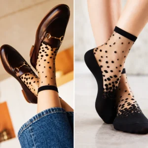 Chaussettes transparentes plumetis femme Nakameguro Black