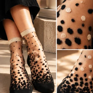 Chaussettes transparentes pois dorés Nakameguro Or
