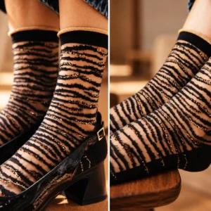 Chaussettes zèbre dorées femme Oresund Gold