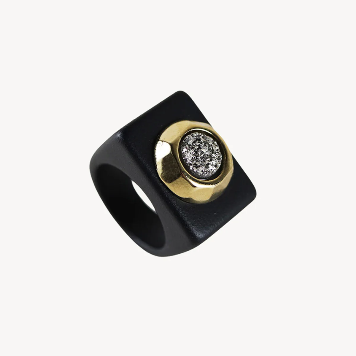 Bague druse titane noire Emolo