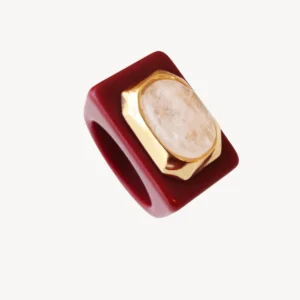 Bague quartz rose bordeaux Emolo