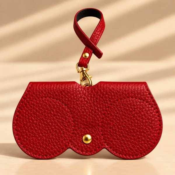 Porte-lunettes en cuir de vachette rouge fabriqué en Italie