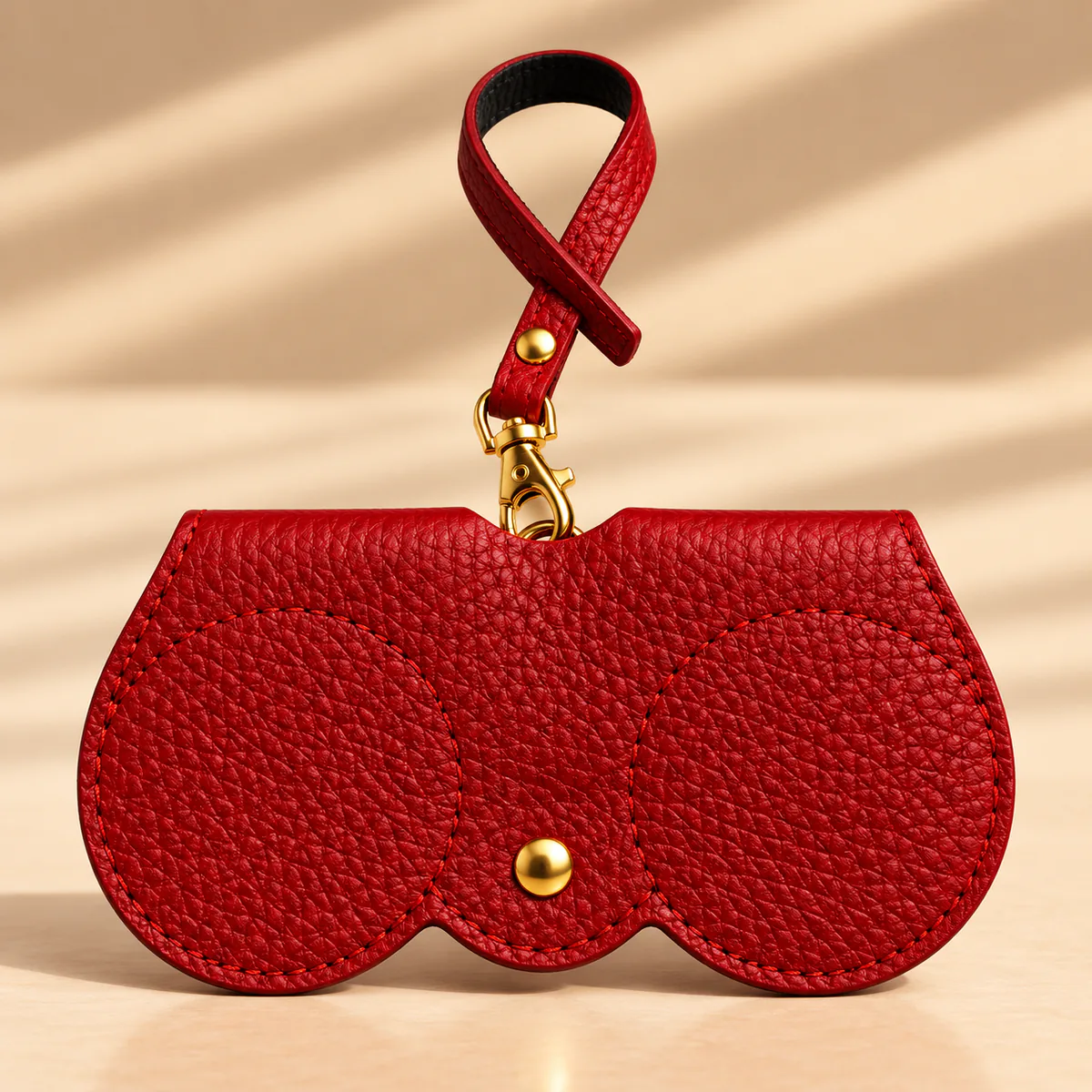 Porte-lunettes en cuir de vachette rouge fabriqué en Italie