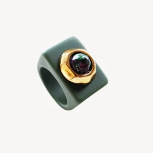 Bague zoïsite vert bouteille Emolo