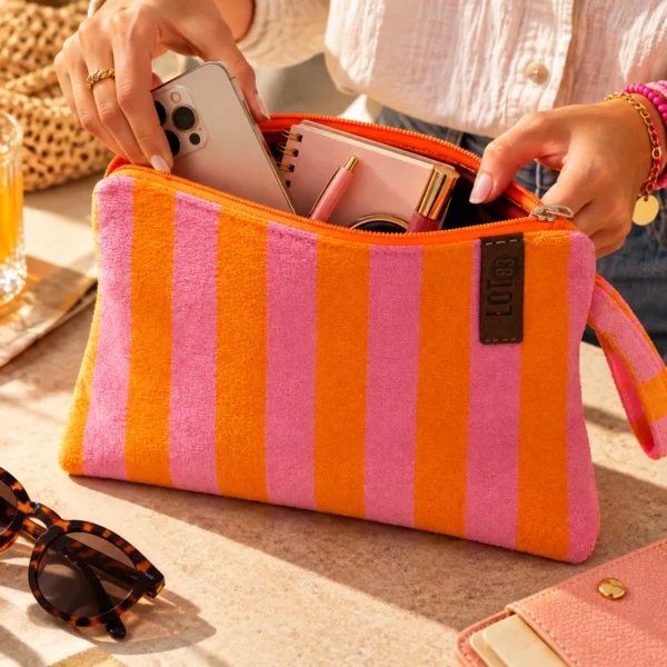 Pochette rayée rose orange Candy Pop